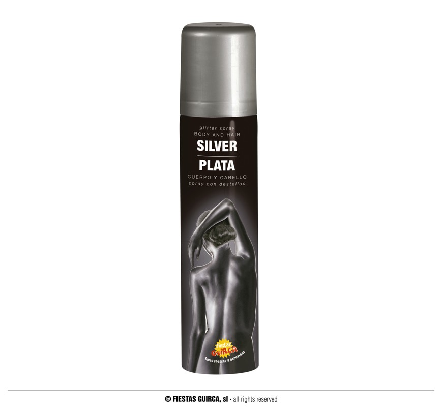 Trucco spray corpo e capelli glitter argento